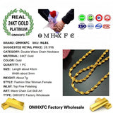 European Woman Party Wedding Gift Long Double Wave 18KT Chain Necklace