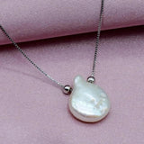 Baroque Pearl Heart Pendant Necklace Silver Chain