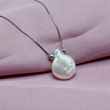Baroque Pearl Heart Pendant Necklace Silver Chain