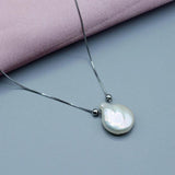 Baroque Pearl Heart Pendant Necklace Silver Chain