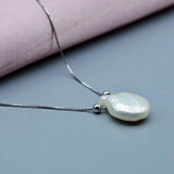 Baroque Pearl Heart Pendant Necklace Silver Chain