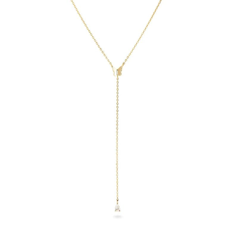 French Y-Necklace 925 Silver Tassel Butterfly Pendant