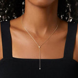 French Y-Necklace 925 Silver Tassel Butterfly Pendant