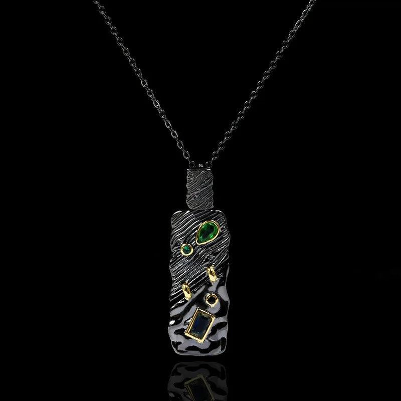 Vintage Gothic CZ Pendant Necklace Sweater Chain