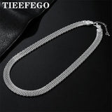 925 Silver Woven Strap Chain Necklace 18 Inch