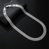 925 Silver Woven Strap Chain Necklace 18 Inch