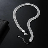 925 Silver Woven Strap Chain Necklace 18 Inch