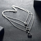 925 Silver Three Heart Chain Pendant Necklace For Women Wedding