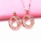 14K Rose Gold Geometric Pendant Classic Glamour Wedding Jewelry