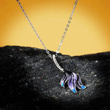 Violet Silver Necklace Enamel Flower Pendant Retro Wedding Necklaces
