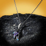 Violet Silver Necklace Enamel Flower Pendant Retro Wedding Necklaces