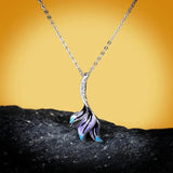 Violet Silver Necklace Enamel Flower Pendant Retro Wedding Necklaces