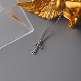 Retro Cross Necklace for Women Silver Light Clavicle Chain Jewelry