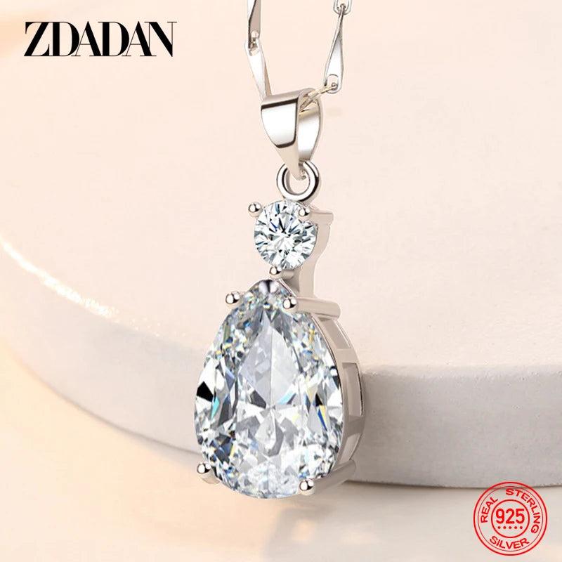 925 Silver Water Drop Pendant Necklaces for Women