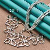 925 Silver Five Butterfly Snake Chain Necklace Women Wedding Jewelry