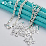 925 Silver Five Butterfly Snake Chain Necklace Women Wedding Jewelry