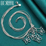 925 Silver Five Butterfly Snake Chain Necklace Women Wedding Jewelry