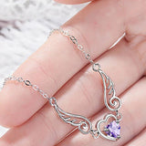S925 Silver Heart-shaped Amethyst Pendant Necklace for Women
