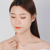 S925 Silver Heart-shaped Amethyst Pendant Necklace for Women