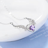 S925 Silver Heart-shaped Amethyst Pendant Necklace for Women