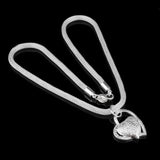 925 Silver Double Heart Necklaces Snake Chain Women Wedding Jewelry