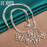 925 Silver 5 Butterfly Snake Chain Necklace Women Wedding Jewelry