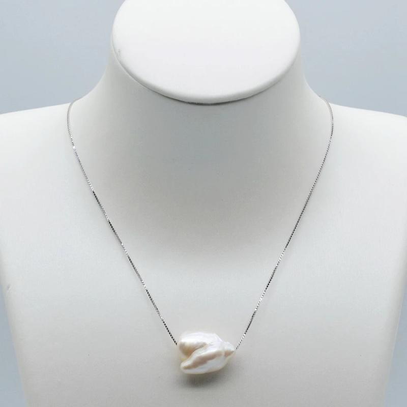 Baroque Pearl Necklace Freshwater 925 Silver Pendant Women's Necklace