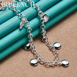 925 Silver Flat Round Pendant Necklace Women Wedding Charm Jewelry