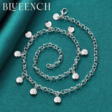 925 Silver Flat Round Pendant Necklace Women Wedding Charm Jewelry