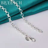 925 Silver Flat Round Pendant Necklace Women Wedding Charm Jewelry