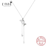 925 Silver Double Butterfly Zircon Pendant Collarbone Necklace