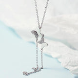 925 Silver Double Butterfly Zircon Pendant Collarbone Necklace