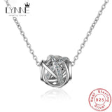 925 Silver Zircon Pendant Necklace Rose Rhinestone Chain