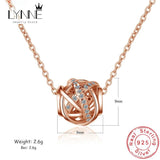 925 Silver Zircon Pendant Necklace Rose Rhinestone Chain