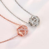 925 Silver Zircon Pendant Necklace Rose Rhinestone Chain