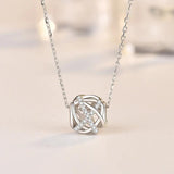 925 Silver Zircon Pendant Necklace Rose Rhinestone Chain