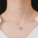 925 Silver Zircon Pendant Necklace Rose Rhinestone Chain