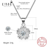 Zircon CZ Sakura Pendant Necklace 925 Sterling Silver