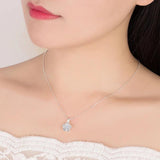 Zircon CZ Sakura Pendant Necklace 925 Sterling Silver