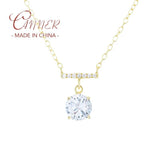 925 Silver Necklace Colorful Zircon Pendant Women Jewelry