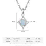 925 Silver Chain Necklace Zircon Opal Stone Statement Jewelry