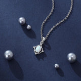 925 Silver Chain Necklace Zircon Opal Stone Statement Jewelry