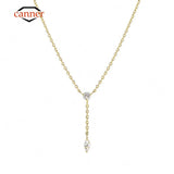 925 Silver Zirconia Tassel Pendant Chain Necklace Women Wedding