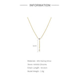 925 Silver Zirconia Tassel Pendant Chain Necklace Women Wedding