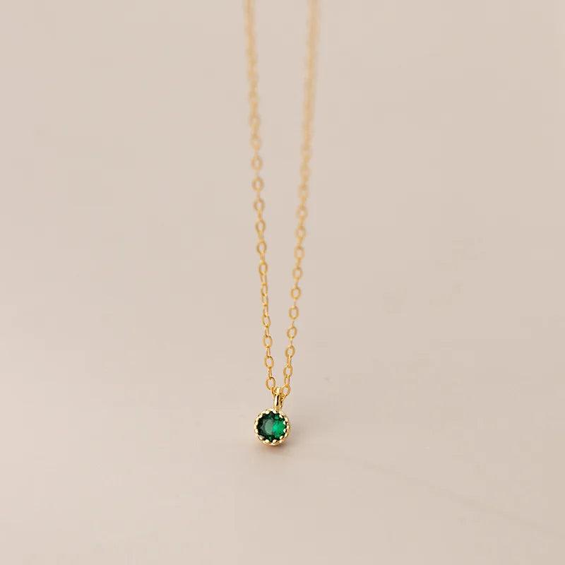 925 Silver Green Zircon Pendant Necklace for Women