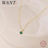 925 Silver Green Zircon Pendant Necklace for Women