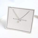 925 Silver Crystal Pendant Chain Necklace Women Wedding Jewelry