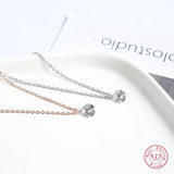 925 Silver Crystal Pendant Chain Necklace Women Wedding Jewelry