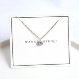 925 Silver Crystal Pendant Chain Necklace Women Wedding Jewelry
