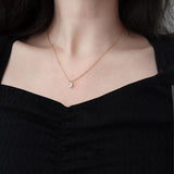 925 Silver Crystal Pendant Chain Necklace Women Wedding Jewelry